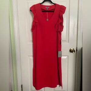 NWT Chelsea 28 Red Ruffle Sleeve Dress Size Small